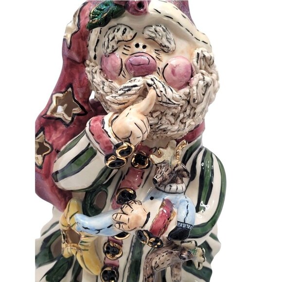 Blue Sky Clayworks Ceramic Santa Figurine W/ Stars & Animals 7.5" Christmas Deco - Picture 3 of 10